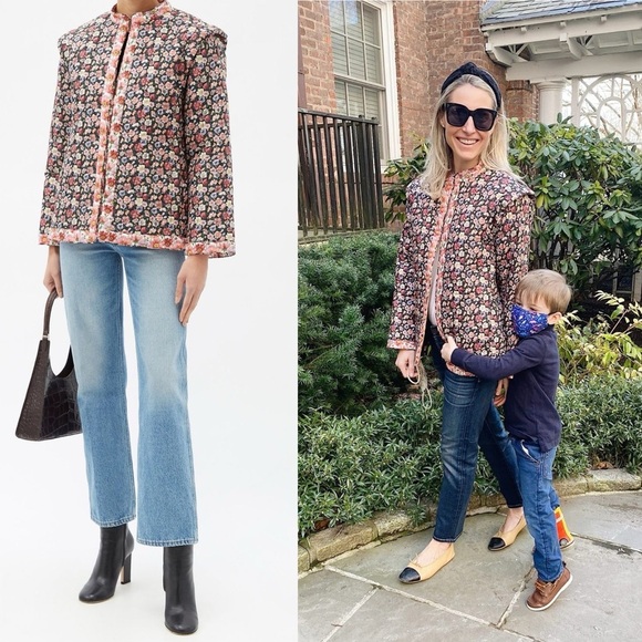 Sea New York Leslie Quilted Jacket Floral Pink Black Size Small Vintage Style - Picture 2 of 12